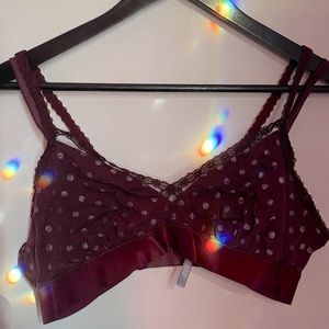 Aerie Maroon Sparkle Dots Bralette Bra